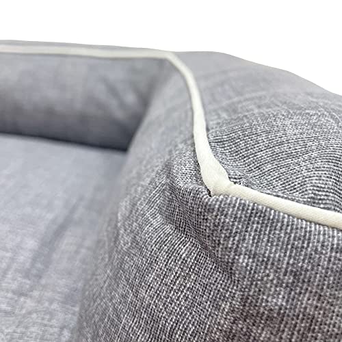 Cama Colchoneta Sofá para Perro Pequeño o Mediano con Funda Desenfundable, Lavable Y Revestimiento Impermeable - Cojín Perro con Copos Viscoelástica, Gris , Talla S