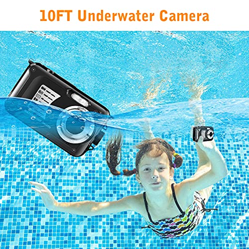 Camara Acuatica 10FT 1080P Full HD 30MP Camara de Fotos Acuatica, Camara Acuatica con Zoom Digital 16X antivibración para bucear con esnórquel