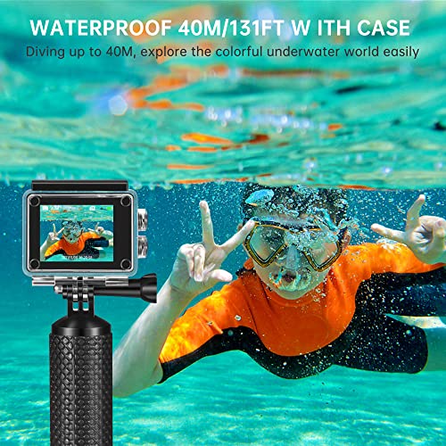 Cámara Deportiva 4K WiFi 20MP Camara subacuática Impermeable 40M Camaras Acción Sumergible Action Camera Anti-Vibración con Control Remoto 2.0'LCD 2 baterías de 1050mAh y Accesorios Multiples