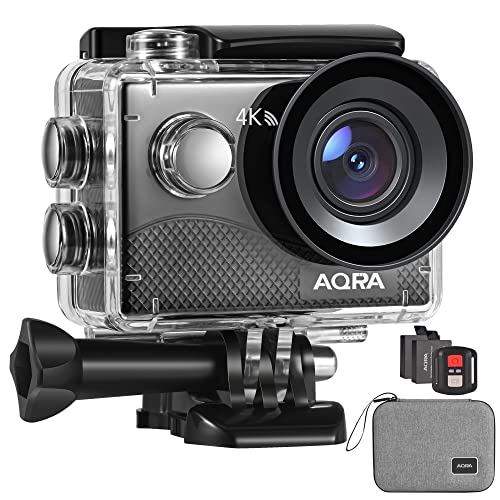 Cámara Deportiva 4K WiFi 20MP Camara subacuática Impermeable 40M Camaras Acción Sumergible Action Camera Anti-Vibración con Control Remoto 2.0'LCD 2 baterías de 1050mAh y Accesorios Multiples