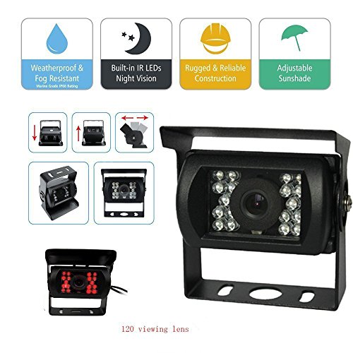 Camara Trasera Camion - Podofo Cámaras de Marcha Atrás Resistente al Agua 7 Pulgadas TFT LCD Monitor + 2 x Cámaras de Visión Trasera IR LED Visión Nocturna para Camiones Bus RV