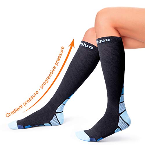 CAMBIVO 2 Pares Calcetines de Compresion Mujer, Medias de Compresion Hombre, Calcetines Compresivos Enfermera para Running, Trabajo, Ciclismo, Trotar, Correr, Deporte, Volar, Acampada