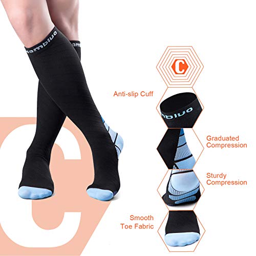 CAMBIVO 2 Pares Calcetines de Compresion Mujer, Medias de Compresion Hombre, Calcetines Compresivos Enfermera para Running, Trabajo, Ciclismo, Trotar, Correr, Deporte, Volar, Acampada