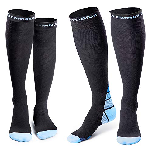 CAMBIVO 2 Pares Calcetines de Compresion Mujer, Medias de Compresion Hombre, Calcetines Compresivos Enfermera para Running, Trabajo, Ciclismo, Trotar, Correr, Deporte, Volar, Acampada