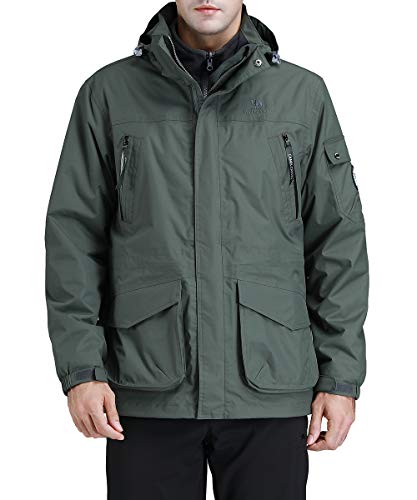 CAMEL CROWN Chaquetas Softshell Hombre, 3 en 1 Chaqueta Esquiar Hombre Invierno, Impermeable Cortavientos de Lana Abrigo Deportivo para Senderismo Esquiar