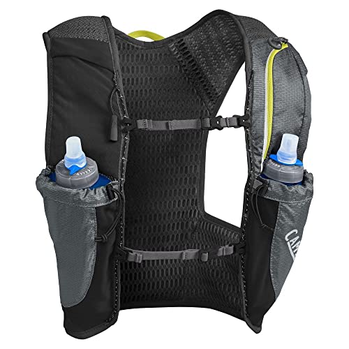 CamelBak Nano Vest 1½ l + 2 Quick Stow Flask (S,M,L) Run HIDRATACIÓN, Adultos Unisex, L Graphite/Sulphur Spring, 34oz