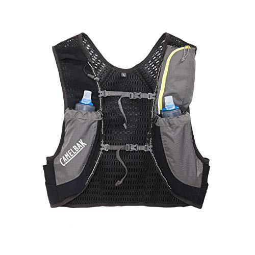 CamelBak Nano Vest 1½ l + 2 Quick Stow Flask (S,M,L) Run HIDRATACIÓN, Adultos Unisex, L Graphite/Sulphur Spring, 34oz