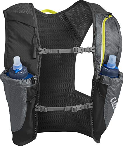 CamelBak Nano Vest 1½ l + 2 Quick Stow Flask (S,M,L) Run HIDRATACIÓN, Adultos Unisex, L Graphite/Sulphur Spring, 34oz