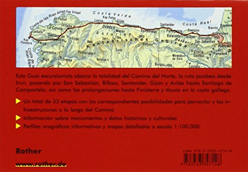 Camino del Norte. Ruta jacobea de Irún a Santiago de Compostela. 33 etapas. Guía Rother.: El camino costero de Irun a Santiago de Compostela. 34 etapas. Con tracks de GPS