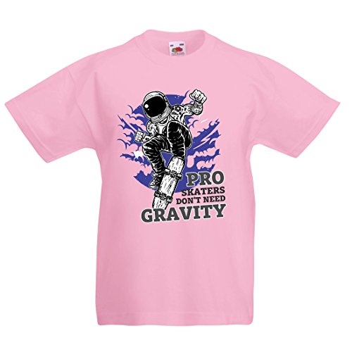 Camisas para niños Pro Skaters Don't Need Gravity - Refranes del Skateboard, me Encanta Patinar (3-4 Years Rosado Multicolor)
