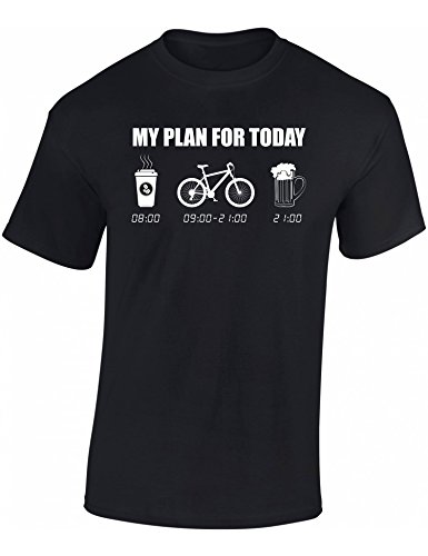 Camiseta Bicileta: My Plan for Today : Bici - Regalo Ciclistas - BTT - MTB - BMX - Mountain - Downhill - Regalos Deporte - Camisetas Divertida-s - Ciclista - Retro - Fixie-Bike Shirt (XXL)