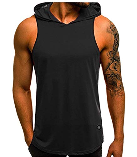Camiseta con Capucha de Tirantes Deportes para Hombre, Tops Camisa sin Mangas de Verano Fitness Tirantes Muscle Estampado