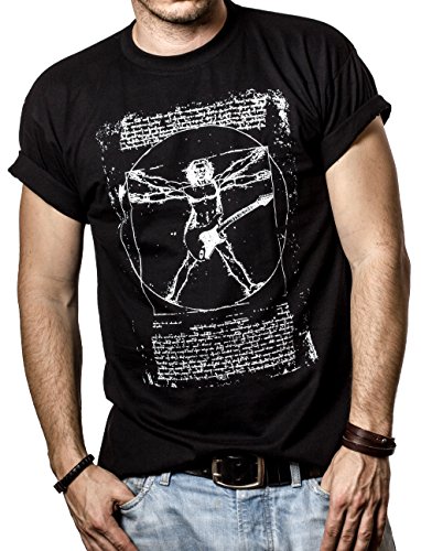 Camiseta con Guitarra Electrica DA Vinci Rock Hombre Negro XXL