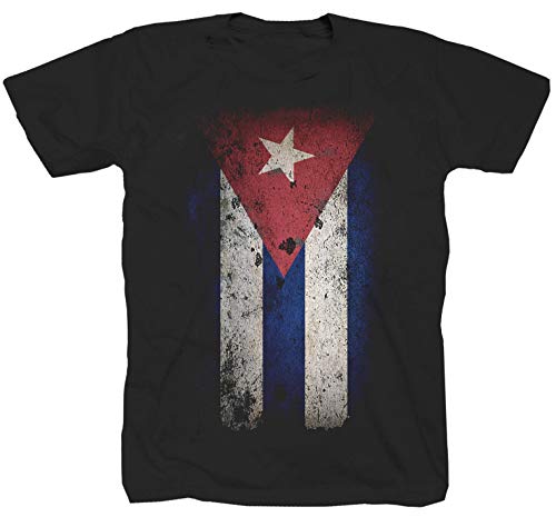 Camiseta con la bandera de Cuba de Fidel Castro del Caribe y del Che Guevara, color negro Negro XXL