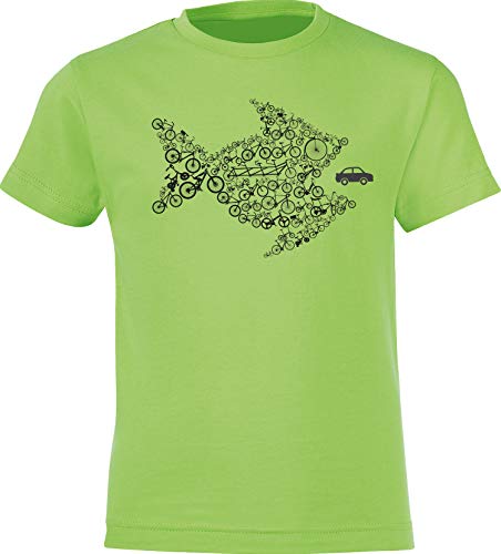 Camiseta de Bicileta: Bikes of The World Organize ! T-Shirt para jóvenes Ciclistas - Regalo Niños Niño Niña - Bike Bici BTT MTB Deporte Pijama Outdoor - Cumpleaños Navidad (Verde 164)