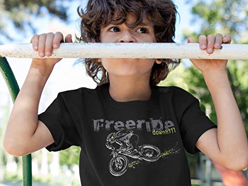 Camiseta de Bicileta: Freeride Downhill - T-Shirt para jóvenes Ciclistas - Regalo Niños Niño Niña - Bike Bici BTT MTB BMX Mountain-Bike Deporte Pijama Outdoor - Cumpleaños Navidad (152/164)