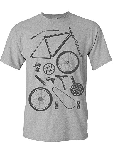 Camiseta de Bicileta: Piezas de Bici - Regalo para Ciclistas - BTT - MTB - BMX - Mountain-Bike - Downhill - Regalos Deporte - Camisetas Divertida-s - Ciclista - Retro - Fixie-Bike Shirt (L)