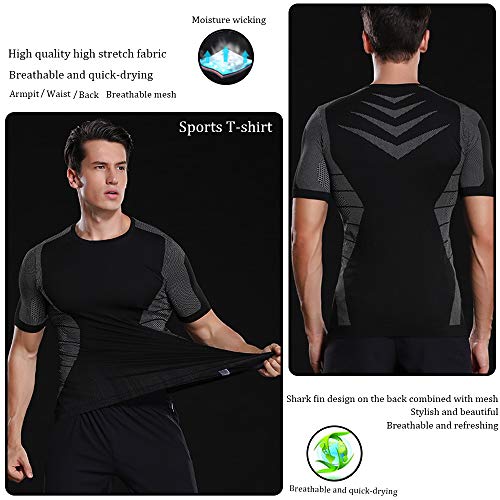 Camiseta de Compresión de Manga Larga Hombre Camiseta Deporte Manga Larga Top Deportiva para Correr Transpirable Secado Rápido para Fitness Running Ciclismo Correr Gym Entrenamiento (Gris Oscuro, M)