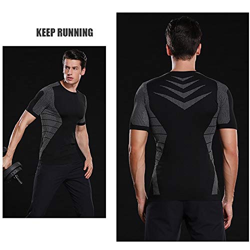 Camiseta de Compresión de Manga Larga Hombre Camiseta Deporte Manga Larga Top Deportiva para Correr Transpirable Secado Rápido para Fitness Running Ciclismo Correr Gym Entrenamiento (Gris Oscuro, M)