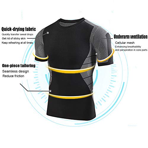 Camiseta de Compresión de Manga Larga Hombre Camiseta Deporte Manga Larga Top Deportiva para Correr Transpirable Secado Rápido para Fitness Running Ciclismo Correr Gym Entrenamiento (Gris Oscuro, M)