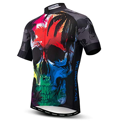 Camiseta de manga corta para hombre con diseño de calavera y cráneo, 3 bolsillos, reflectante S-3XL