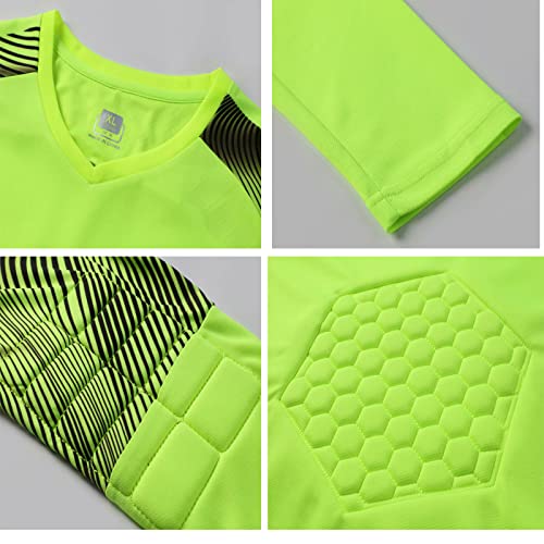 Camiseta de Portero de Fútbol para Unisex Adultos, Poliéster Traje Uniforme de Portero Pantalones de Manga Larga,Diseño Engrosado de Pecho y Rodilla, protección anticolisión,Green,S