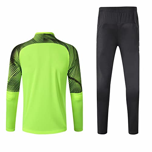 Camiseta de Portero de Fútbol para Unisex Adultos, Poliéster Traje Uniforme de Portero Pantalones de Manga Larga,Diseño Engrosado de Pecho y Rodilla, protección anticolisión,Green,S