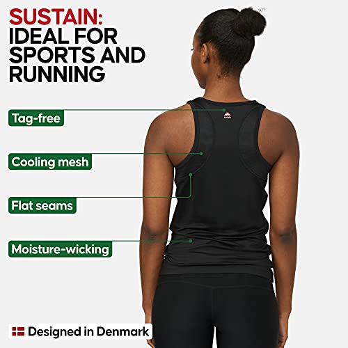 Camiseta Deportiva sin Mangas para Mujer, Pack de 1, Camiseta Racerback para el Gimnasio, Correr, Yoga, Transpirable, Secado Rápido, Materiales Reciclados (Negro, XXL)