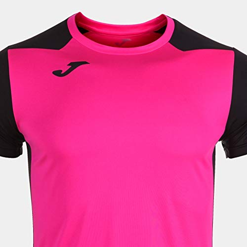 Camiseta Manga Corta Record II Rosa flúor Negro