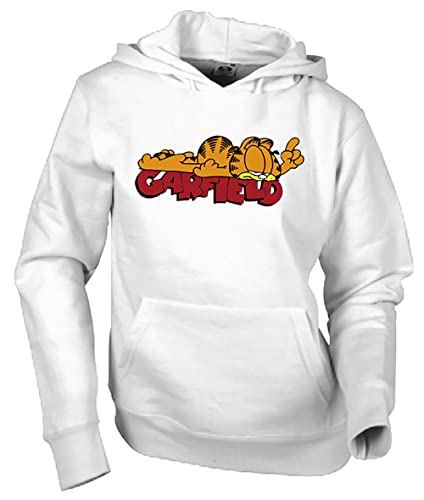 Camisetas EGB Sudadera Adulto/Niño Garfield ochenteras 80´s Retro (Blanco, XL)