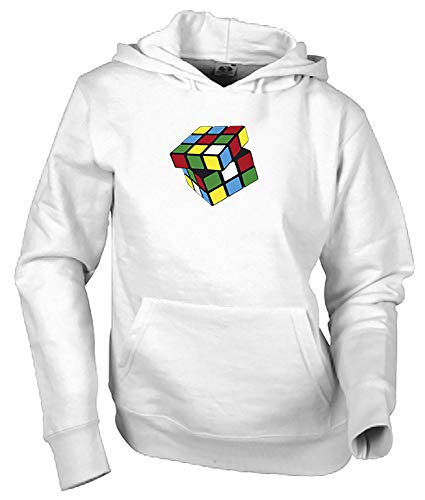 Camisetas EGB Sudadera Cubo Mágico Adulto/Niño ochenteras 80´s Retro (L, Blanco)