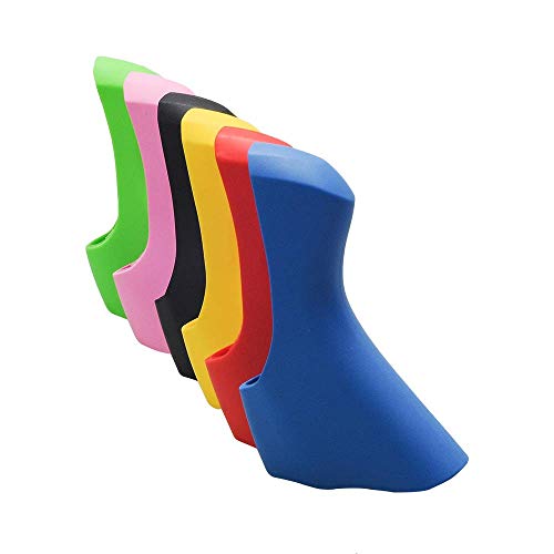 Campanas de palanca de bicicleta de carretera, funda protectora de silicona con cambio de mango colorido, protección de freno de silicona para bicicleta Shimano 4700/5800/6800 (negro)