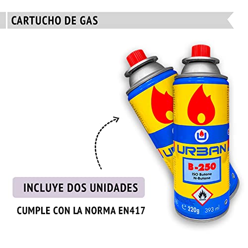 Camping gas portatil cartuchos 250, hornillo camping gas portatil con 2 cartuchos de gas, camping gas portatil + 2 carcuchos de gas de 250, camping gas para cocinar con cartucho de gas bombona