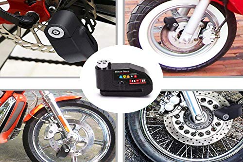 Candado antirrobo con alarma sonora, impermeable para moto scooter y bicicleta, cable recordatorio Minder con bloqueo de disco incluido