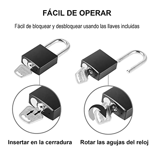 Candado con Llave, [Misma Clave] Diyife 40 MM Candados Resistentes al Aire Libre Cerradura Impermeable, Candados de Aluminio con Grillete Largo de 1,49 Pulgadas para Armario de Gimnasio, Valla