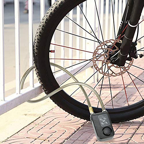 Candado de bicicleta, Cerradura de alarma de seguridad antirrobo - Bloqueo de control remoto inalámbrico con contraseña de 4 dígitos + indicación LED para uso en interiores y exteriores