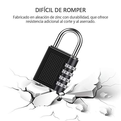 Candado De Combinación, [2 Pcs] Diyife Cerradura De Impermeable Combinación De 4 Dígitos, Candado Para El Casillero Del Gimnasio Escolar, Archivadores, Caja De Herramientas,Cerca, Cerrojo(Negro)