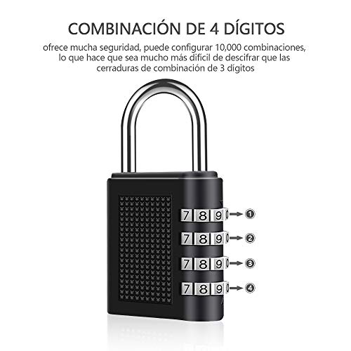 Candado De Combinación, [2 Pcs] Diyife Cerradura De Impermeable Combinación De 4 Dígitos, Candado Para El Casillero Del Gimnasio Escolar, Archivadores, Caja De Herramientas,Cerca, Cerrojo(Negro)