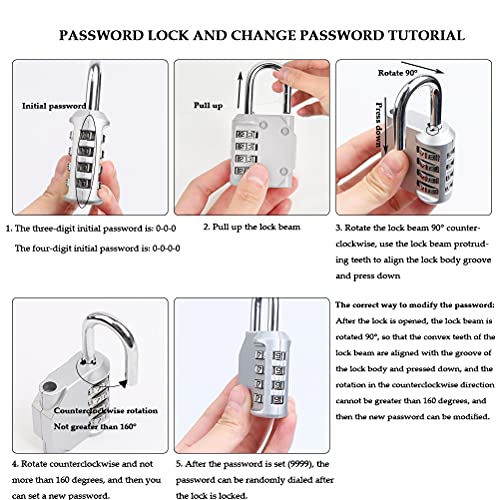 Candado de combinación de 4 dígitos de metal adecuado para cambiar cerraduras para gimnasios/natatorios, gabinetes de oficina, maletas