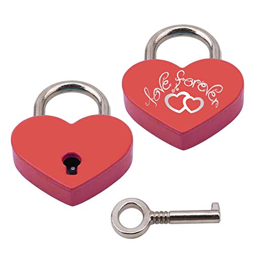 Candado en Forma de Corazón,Mini Candado de Amor en Forma de Corazón con Llaves y Grabado en Forma de Corazón para Bolso de Equipaje Diario Regalo Rojo