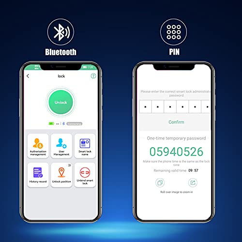 Candado inteligente para huellas dactilares, candado Bluetooth, USB recargable, autorización remota, candado de seguridad sin llave KozyOne inteligente para iOS y Android, impermeable IP65.