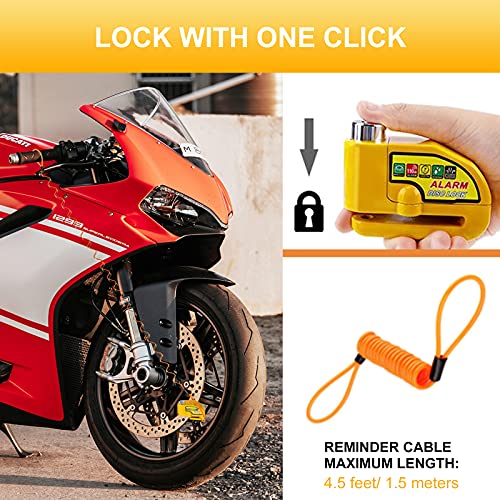 Candado Moto, Alarma Antirrobo 110dB,Cerradura con Alarm，Candado de Disco de Moto con 1.5M Cable,Alarm Lock para Motos Motocicletas Bicicletas