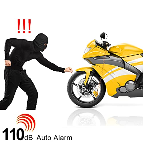 Candado Moto, Alarma Antirrobo 110dB,Cerradura con Alarm，Candado de Disco de Moto con 1.5M Cable,Alarm Lock para Motos Motocicletas Bicicletas