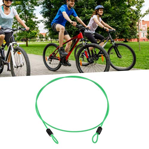 Candado para Bicicleta, Cable de acero de seguridad, Cable doble de seguridad de acero inoxidable para bicicleta, Cable de bucle para bicicleta portátil (Green )