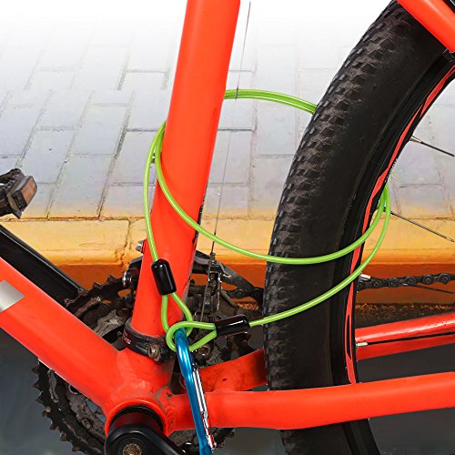 Candado para Bicicleta, Cable de acero de seguridad, Cable doble de seguridad de acero inoxidable para bicicleta, Cable de bucle para bicicleta portátil (Green )