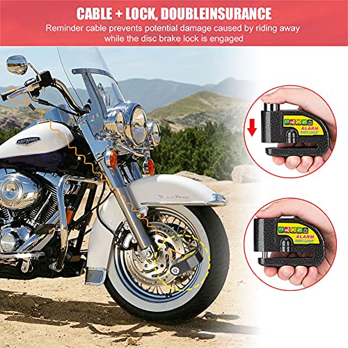 Candado para disco de freno para moto con alarma de 110 dB, impermeable, portátil, con sistema de alarma con cable de 1,5 m, para moto o bicicleta, disco de freno (azul)