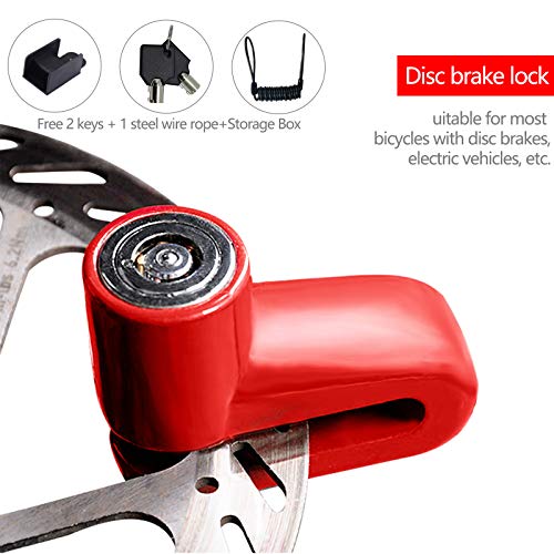 Candado Patinete Eléctrico, Cadena Antirrobo Moto, Candado Moto, Accesorios Patinete Electrico, Candado Disco Moto para Xiaomi Mijia M365 Ruedas de Bicicleta Armario con Cuerda de Recordatorio