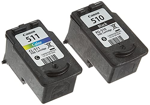 Canon PG-510+CL-511 Cartuchos de tinta BK+Tricolor para Impresora de Inyeccion de tinta Pixma iP2700-2702-MP230-240-250-252-260-270-280-480-490-492-495-499-MX320-330-340-350-360-410-420