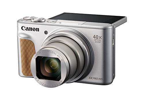 Canon Powershot SX740 HS - Cámara Compacta de 20.3 MP (40 x Zoom Óptico, 4K UHD, DIGIC 8, 5 Ejes, LCD Desplegable, 10 fps, Bluetooth, WiFi) Plata, 110.1 x 63.8 x 39.9 mm