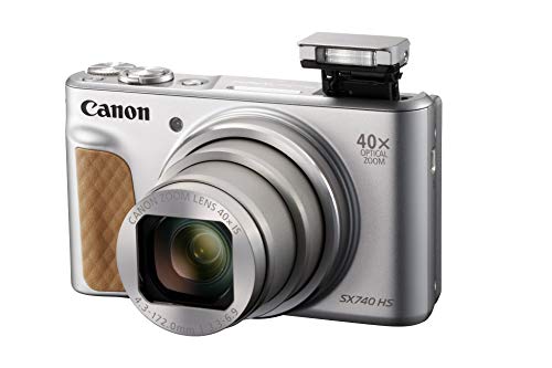 Canon Powershot SX740 HS - Cámara Compacta de 20.3 MP (40 x Zoom Óptico, 4K UHD, DIGIC 8, 5 Ejes, LCD Desplegable, 10 fps, Bluetooth, WiFi) Plata, 110.1 x 63.8 x 39.9 mm
